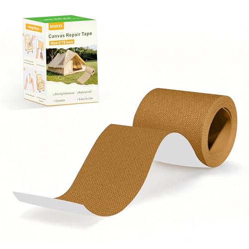 Besezx Canvas Repair Tape,Outdoor Gear Patch, 3x79 Inches,Waterproof Self-Adhesive Fabric Repair Tape for Repairing Boat Covers,Sun Shades,Sofas,Tents,Lounge Chairs,Awnings (Light Brown) - color: Light Brown, size: 3*79 inch