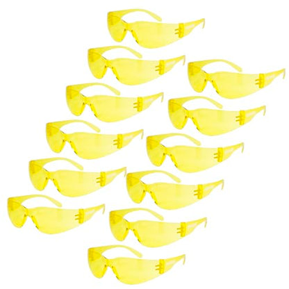 JORESTECH Safety Glasses, ANSI Z87+ Compliant, Impact-Resistant Polycarbonate Lenses, UV Protection, Anti-Scratch Coating, 12-Pack - color: Yellow