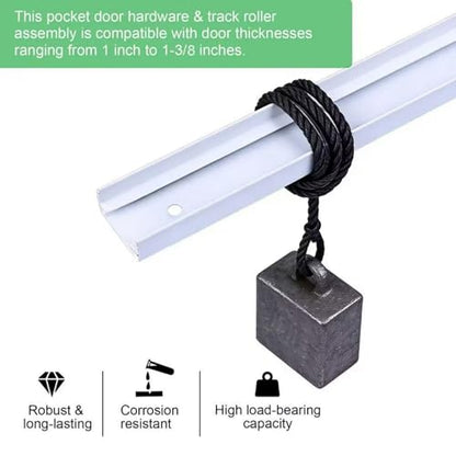 Bifold Door Hardware Kit with Track – Closet Door Repair Kit Fits 24"/36" Doors, Full Metal Track Set for Closet Doors