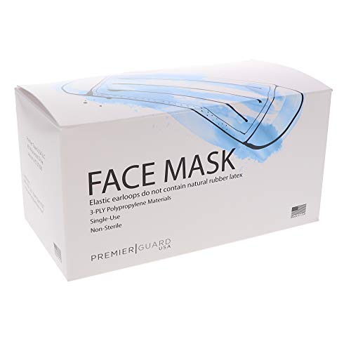Disposable Face Masks Made in the USA, 50 Pack Blue Disposable Masks, 3 Ply Layer Soft, Disposable Mask, Breathable with Non Latex Elastic Ear Loops, Comfortable Nose.