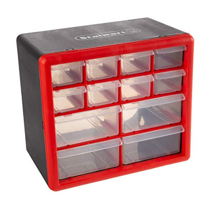 Stalwart - 75-ST6067 Storage Drawers-12 Compartment Organizer Desktop or Wall Mount Container- 4 Large and 8 Small Bins for Hardware, Beads, Jewelry, and More by - style: 12 Drawers