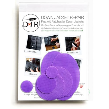Down Jacket Repair Patches - Self-Adhesive Down Jacket Repair Patches | Waterproof, Tear-Resistant, Pre-Cut Patches | 7-Piece Set for Outdoor Gear, Sleeping Bags & Tent - color: Purple