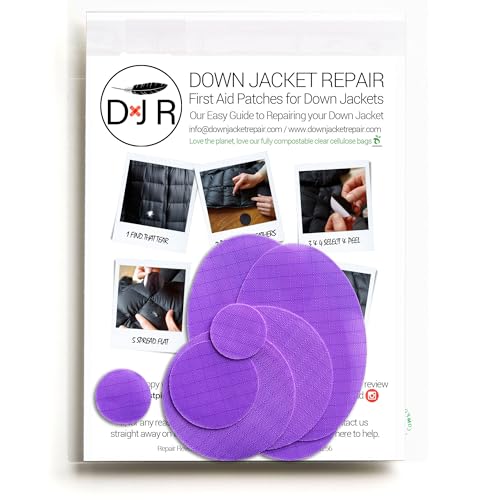 Down Jacket Repair Patches - Self-Adhesive Down Jacket Repair Patches | Waterproof, Tear-Resistant, Pre-Cut Patches | 7-Piece Set for Outdoor Gear, Sleeping Bags & Tent - color: Purple