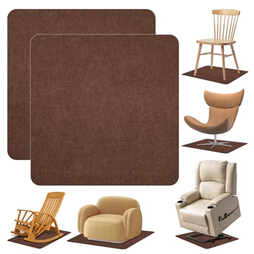 Recliner Pads for Hardwood Floors Non Skid, 35"x35" Furniture Pads Floor Mats for Carpet, Anti Slide Office Chair Mat for Floor Protector, Chairs Recliner Rug Non Slip Recliner Grippers (2 Pack-Brown) - color: Brown, size: 35"x35"-2pack