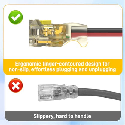 25FT Outdoor Extension Cord with Multiple Outlets, 14/3 Gauge Medium Duty, 15A 1875W, 3 Prong with LED Light & Locking Plug, Weather Resistant, ETL Certified for Lawn Mower, Tools, Christmas Lights