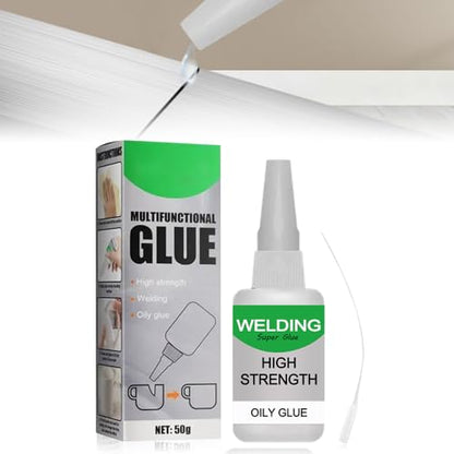 High-Strength Welding Oily Glue, Magic Glue Super Adhesive Strong & Fast Waterproof Super Glue for Metal, Wood, Ceramic, Leather, Glass, Metal, Plastic (50G) - color: 50G
