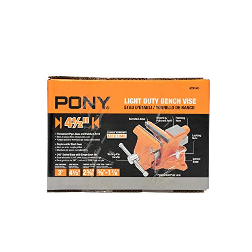 Pony Tools 24545 4-1/2in. Light Duty Bench Vise with Swivel Base, Orange