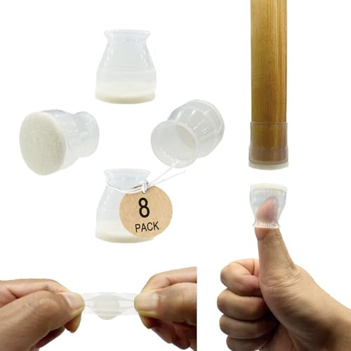 Small Fit 15/16”to 1 7/32”Chair Leg Caps Floor Protectors Furniture Leg Feet Protective Cover, Chair Leg Protectors for Hardwood Floors, Silicone Furniture Pads with Felt, Slide No Scratches No Noise - color: 8pack-semi-transparent, size: Small Fit: 15/16