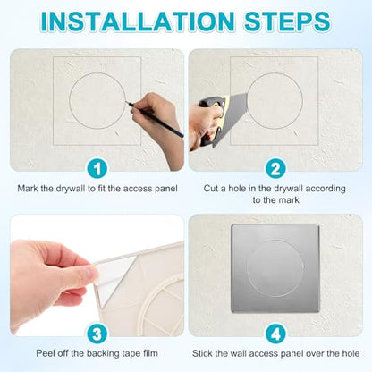 M METERXITY 1-Pack Access Panel for Drywall, 4x4 Inch Plastic Self Adhesive Wall Hole Cover Access Doors for Wiring Cable/Ceiling, Removable Plumbing Wall Panel [Grey, Round] - color: Gray