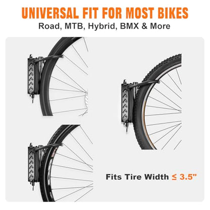 QAQ Swivel Bike Wall Mount, Vertical Bike Rack Garage Holds Up To 66lbs, Bike Hooks For Garage Space-Saving, Easy To Install -1 PACK