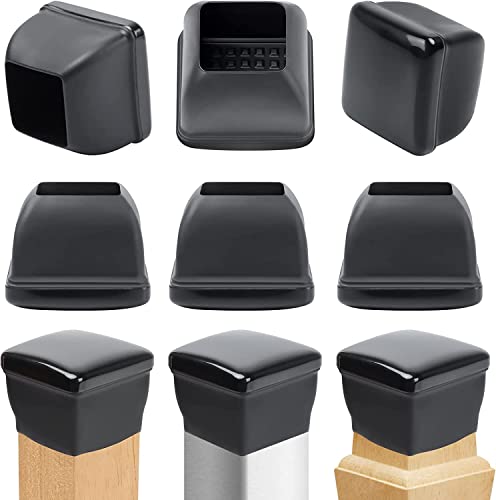 Ezprotekt 8 Pcs Chair Sliders for Carpet, Square Carpet Teflon Furniture Pads, Chair Glides for Carpet, Bar Stool Leg Protectors Caps, Furniture Sliders for Table, Chair, Sofa Legs (XL Fit: 1.5" - 2") - size: Black - XL