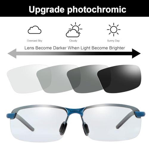 YIMI Polarized Photochromic Driving z87 Sunglasses For Men Women Day and Night safety glasses - color: Blue Frame