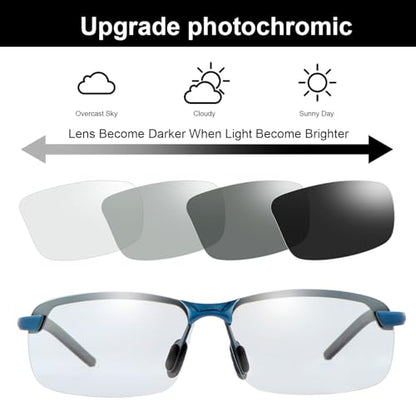 YIMI Polarized Photochromic Driving z87 Sunglasses For Men Women Day and Night safety glasses - color: Blue Frame