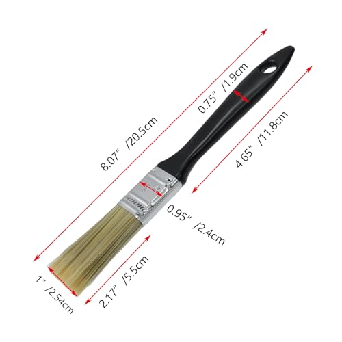 KUMGROT 2 Pcs 1 Inch Paint Brush Set, Soft Horsehair Long-Handled Brushes for Paint & Pigment Furniture Renovation Exterior Walls Wood Paneling, for Detailed Touch-Ups and Spot Repairs - size: 1"
