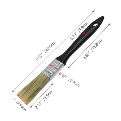 KUMGROT 2 Pcs 1 Inch Paint Brush Set, Soft Horsehair Long-Handled Brushes for Paint & Pigment Furniture Renovation Exterior Walls Wood Paneling, for Detailed Touch-Ups and Spot Repairs - size: 1"