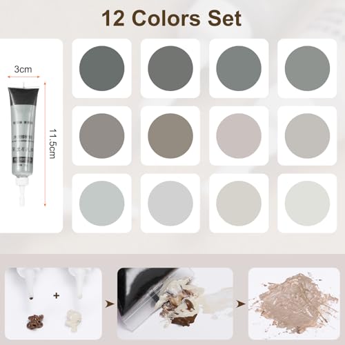 HARFINGTON 12 Colors Wood Filler Scratch Repair Kit Touch Up Filler Wood Paint for Repairing Scratches Cracks Holes on Wooden Floors Cabinet, Table, Metallic Gray Series - color: Metallic Gray Series