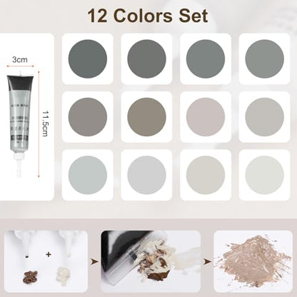 HARFINGTON 12 Colors Wood Filler Scratch Repair Kit Touch Up Filler Wood Paint for Repairing Scratches Cracks Holes on Wooden Floors Cabinet, Table, Metallic Gray Series - color: Metallic Gray Series
