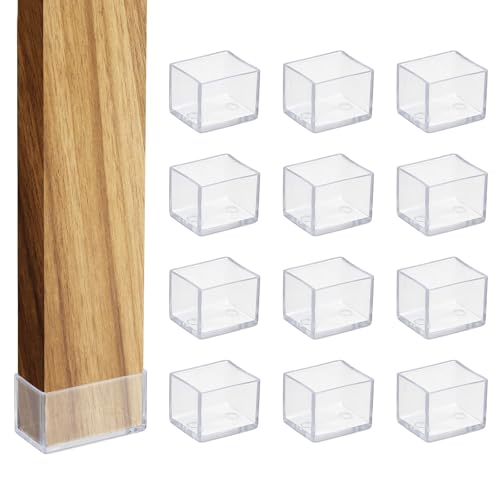 uxcell 12 Pcs Transparent Chair Leg Floor Protectors, 1 x 1.2 Inch Rectangle PVC Chair Leg Caps for Hardwood Floors, Non-Slip Reduce Noise Table Furniture Cover - size: 1 x 1.2 Inch