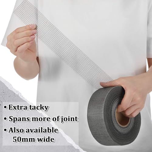 250 ft x 2 Inch Cement Board Joint Tape Self Adhesive Durable Gray Fiberglass Mesh Drywall Mesh Repair Tape for Cement Board Joints Repairing, Sealing and Strengthening - size: 250 ft X 2 Inch