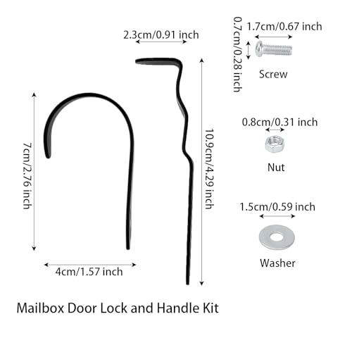 Mailbox Latch and Handle Kit, Thickened Metal Mailbox Door Replacement Parts with Anti-Loosening Nuts & Washers Easy Install for Secure Repair (Black)