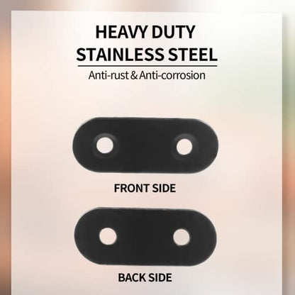 Jiozermi 24 Pcs Straight Brace, Flat Brace 1.6” x 0.6”, Stainless Steel Straight Bracket, Mending Joining Plates for Wood, Board, Bed Frame, Furniture & Shelves, Matte Black - size: Black, 1.6” x 0.6”, 24 Pcs