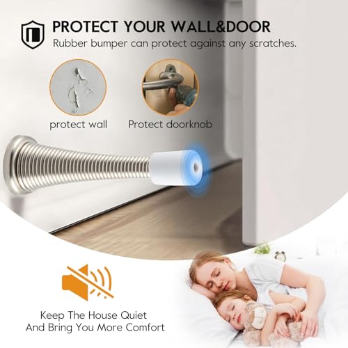 HOME MASTER HARDWARE 12 Pack Spring Door Stops, 3 Inch Wall Mounted Spring Doorstop, with Rubber Bumper, Satin Nickel - color: ‎Satin Nickel