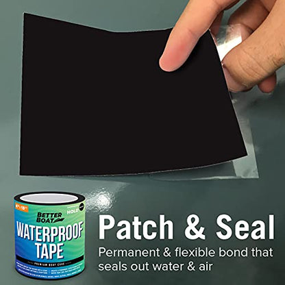 Better Boat Black Waterproof Tape for Leaks, Heavy Duty Marine Grade Sealant, 15 ft x 4 in, for Pools, Gutters, Underwater Repair, Patching and Sealing