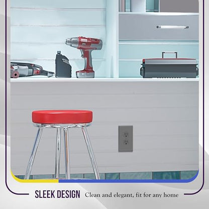 ENERLITES Duplex Receptacle Outlet Wall Plate, Jumbo Electrical Outlet Cover, Gloss Finish, Oversized 1-Gang 5.51" x 3.50", Polycarbonate Thermoplastic, 8821O-GY, Gray - color: Gray, size: Over-Size