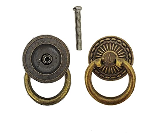 MIZORLIE Antique Bronze Knob Handle Retro Dresser Pull Cabinet Drawer Ring Handle Single Hole Decorative Hardware with Screws, Used for Furniture Cabinet Dresser(8 PCS)