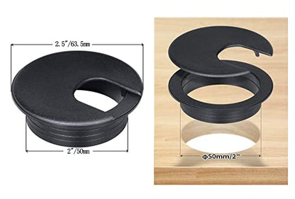 Desk Grommet 2 Inch, Plastic Wire Organizers, Computer Cable Hole Cover Plug Cap Insert (Black, 10) - color: Black, size: 10