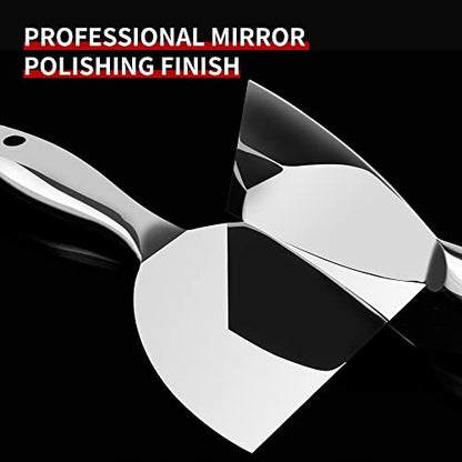 Fishark Putty Knife, 5 Pcs Putty Knife Set, 2" 3" 4" 6" 8" Stainless Steel Scraper, Spackle Knife, Wallpaper Scraper Paint Scraper Tool for Drywall Repair, Removing Wallpaper, Mud, Applying Plaster - color: 2" 3" 4" 6" 8"