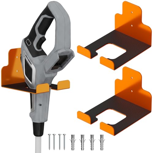 Weed Eater Hanger, Garage Wall Organizer, Heavy Duty Garden Tool Organizer Wall Mounted for Grass Trimmer, Hedge Trimmer - 2Pack - color: Orange