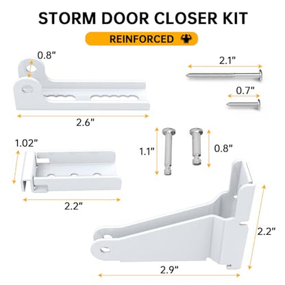 Reinforced Storm Door Closer Bracket Kit Compatible with Andersen, Emco, Larson,Pella,40201 Door Repair Kit, Screen Door Closer Replacement Part for Storm Door, White