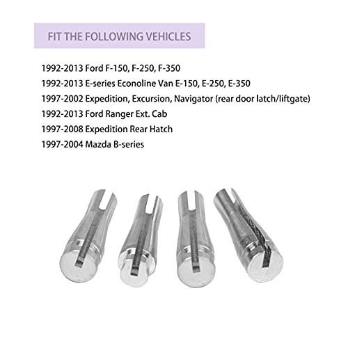 4 ENDS Door Latch Cable Repair Kit Compatible with Ford F-150, F-250, F-350, E-series, Ranger, Expedition, Excursion, Navigator (3 Standard 1 Locking Cam) Aluminum - size: 4ends