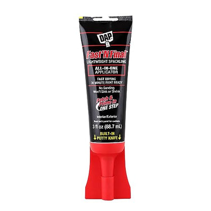 DAP Fast 'N Final Lightweight Spackling All-in-One Applicator, White, 3 Oz (7079812321) - size: 3 Ounces