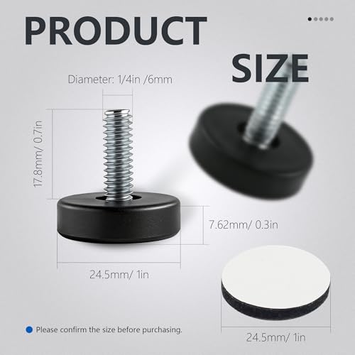 BDS-HOME 14pcs 1/4” Thread Furniture Leveling feet, Adjustable Furniture Levelers Feet for Tables Cabinets Chairs Stool Legs Adjusting (NO T-Nuts) - color: No Screws