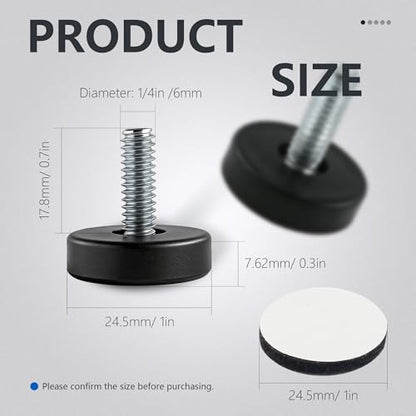 BDS-HOME 14pcs 1/4” Thread Furniture Leveling feet, Adjustable Furniture Levelers Feet for Tables Cabinets Chairs Stool Legs Adjusting (NO T-Nuts) - color: No Screws