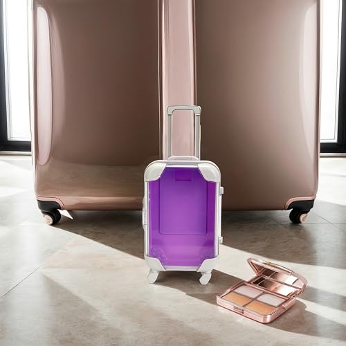 False Eyelash Storage Box, Portable Travel Organizer Mini Luggage False Eyelash Tray Makeup Tool (PURPLE) - color: PURPLE