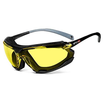 Glove Station Optic Max - Anti-fog Protective Eyewear for Men - Safety Glasses with 3 Lens Options - Clear, Amber or Gray - color: Amber