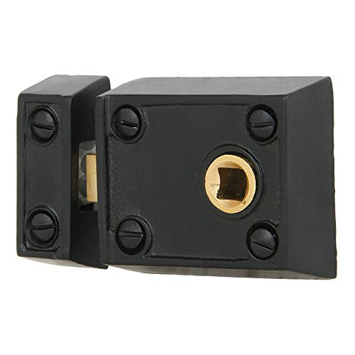 A29 Cast Iron Rim Lock Heavy Duty, Weather and Rust Resistant, Manual Latch for French & Screen Doors, Easy Install Hardware Included - Black Powder Coat Finish, Small 2.4", 1.5" Backset - style: Small Rim Lock
