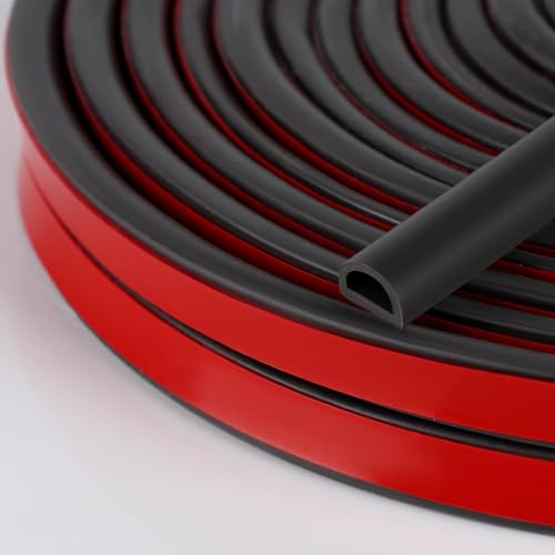 Silicone Weather Stripping Door Seal, 40FT Self Adhesive D Shaped Door Seal Strip for Door Frame, Door Insulation Strip Window Seal(40FT, 5/16" T) - color: 40FT-Black, size: 02 – 0.4 × 0.3 in