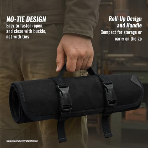 Under NY Sky Tool Roll Organizer, Heavy-Duty Wrench Bag, Portable Hand Tool Pouch for Mechanics, Electricians, and Hand Tools - color: 24 Slots Black