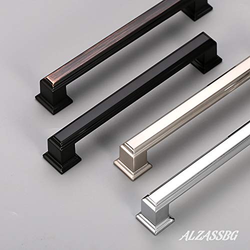 Alzassbg 10 Pack Brushed Satin Nickel Cabinet Pulls, 5 Inch(128mm) Hole Center Cabinet Handles Kitchen Pulls for Cabinets and Drawer AL3071SN - color: Brushed Satin Nickel, size: 5" Hole Center