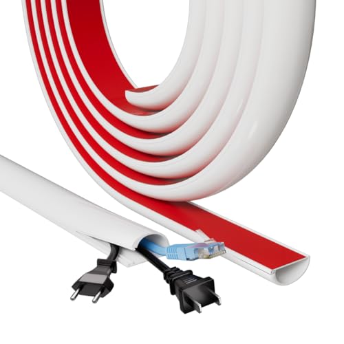 78" Side Buckle Cable Hider Cords,Extension Cord Covers for Wires On Wall,Adhesive Cord Hider for Wall Mount Tv, Wire Channel for Cable Concealer,Cable Raceway Home & Office,White, W 1.08"× H 0.6" - size: Large-78“