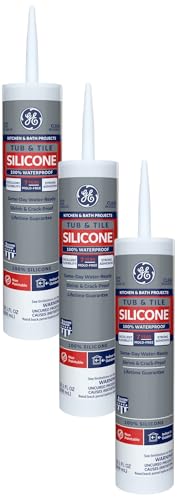 GE Sealants & Adhesives GE612 Tub & Tile Silicone 1 Sealant, 10.1oz, Clear (Pack of 3) - size: 10.1oz (Pack of 3)