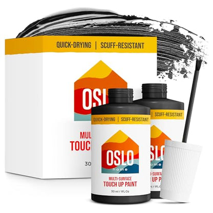 Touch Up Paint, Black, two 1oz., Matte, w/brush in bottle, Quick drying, for Home repairs, Kitchen Cabinets, Furniture - color: Black, size: 1 Fl Oz (Pack of 2)