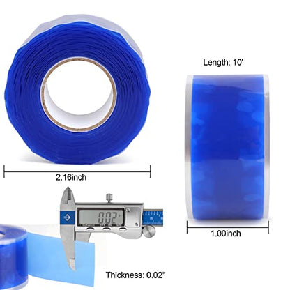 Romeda 1 Inch x 10 FT Self-Fusing Silicone, Thickness 0.5mm Hose Repair Tape, Heavy Duty and Leak Proof Rubber Hose Tape, Pipe for Water - Blue - color: Blue, size: 0.5mm (Thickness)