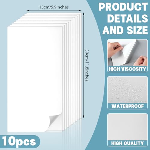 10 Pcs Bathtub Hole Patch Siding Wall Repair Kit Waterproof Patch Holes Blemishes Tools Self Adhesive White Tape for Cracked Pool Liner Roof Skylight and Vinyl Skirting(White) - color: White