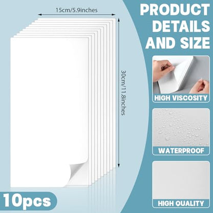 10 Pcs Bathtub Hole Patch Siding Wall Repair Kit Waterproof Patch Holes Blemishes Tools Self Adhesive White Tape for Cracked Pool Liner Roof Skylight and Vinyl Skirting(White) - color: White