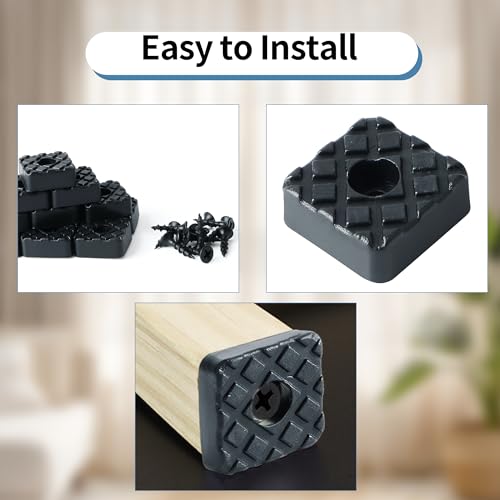 Alise 12Pcs Square Rubber Furniture Pads,Rubber Feet Slider Carpet Saver Hardwood Floor Protectors Surface Protection for Chair Table Sofa Couch Leg Caps Non Slip Furniture Grippers,Black,4/5-Inch - color: Black